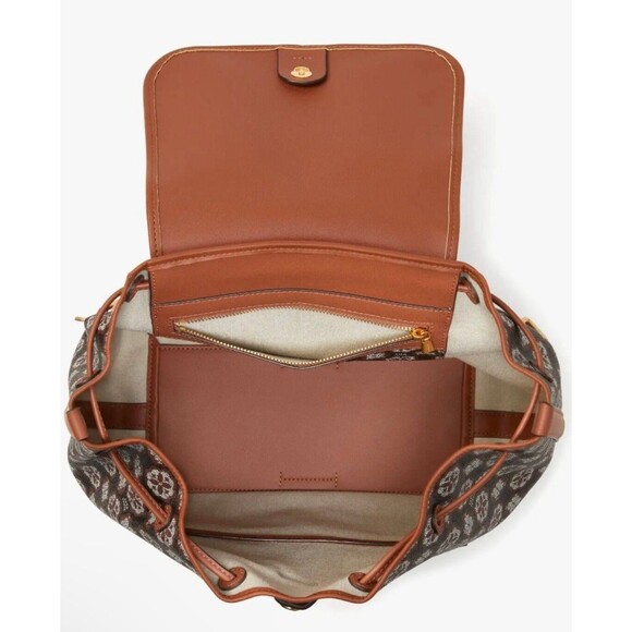 New Kate Spade Flower Monogram Coated Canvas Medium Backpack Black Multi - Picture 4 of 6